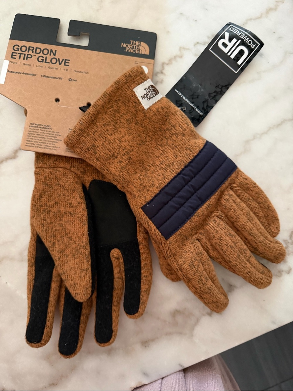 The North Face Men's Gordon Etip Gloves in Brown with Navy Cuff